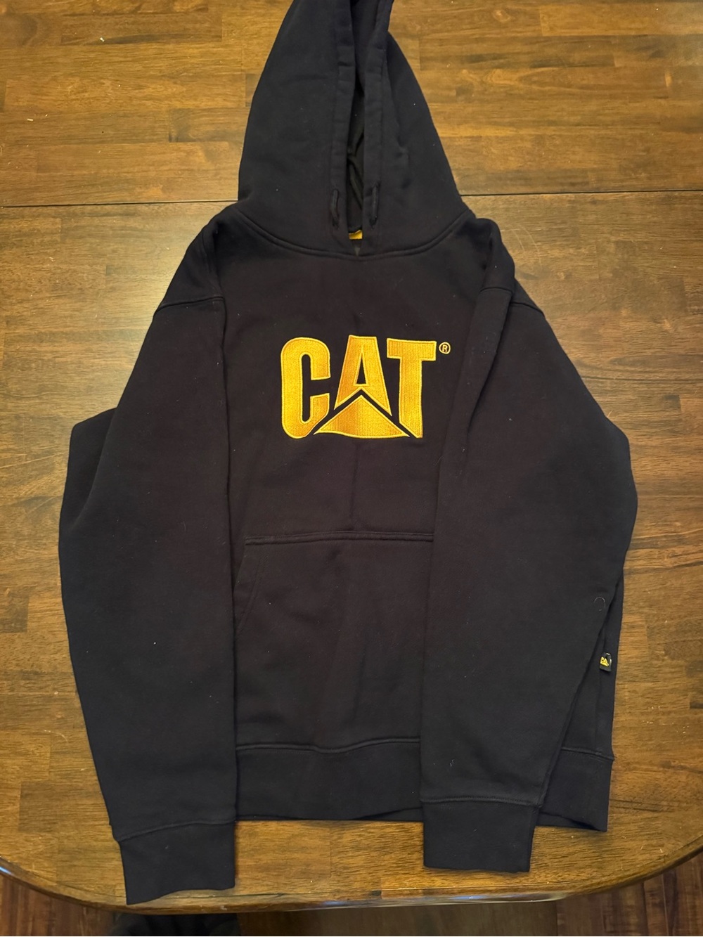 Caterpillar Black Pullover Hoodie with Yellow CAT Logo